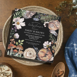 Convites Florestas Cegas de Madeira Chá de fraldas Negro