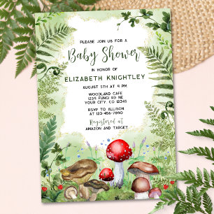 Convites Florestas Cogumelos Fern Chá de fraldas Russo da N
