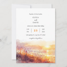 Convites Florestas Costeiras em Casamento de Arte Sunset
