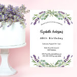 Convites Florestas de lavanda de aniversário eucalipto verd<br><div class="desc">Um convite clássico para uma festa de aniversário de 40º (ou qualquer idade). Decorado com flores de lavanda e verde de eucalipto. Personalize e adicione seu nome e detalhes da festa. Fundo: fundo violeta,  colorido de lavanda. Você pode alterar a cor de fundo se quiser</div>