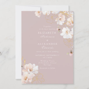 Convites Florestas Encantadas Casamento Rosa-Rosa-Blush de 