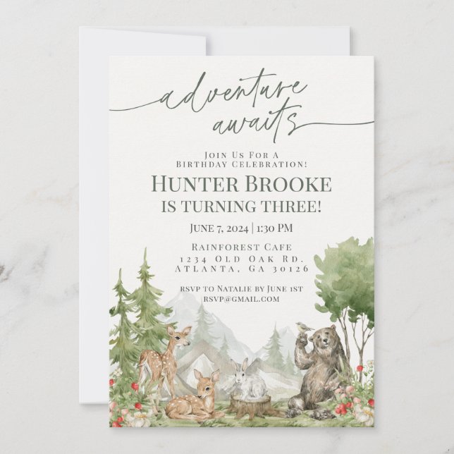 Convites Florestas Festas de aniversário (Frente)