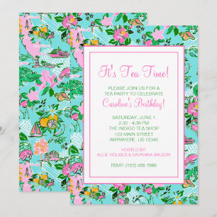 Convites Flórida Map Preppy Palm Beach Pattern Impressão