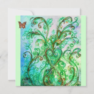 Convites FLORIDOS FLORAIS azul brilhante verde branco