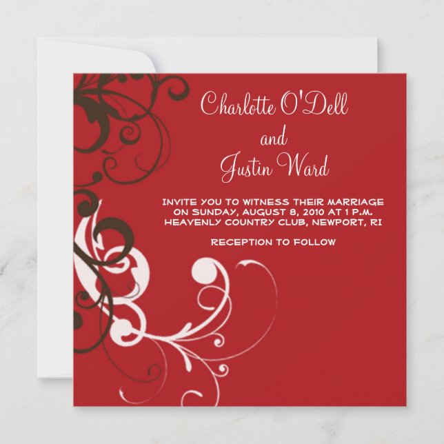 Convites flourish; casamento vermelho (Frente)