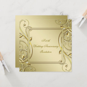 Convites Flourish Gold 50º Aniversário de Casamento