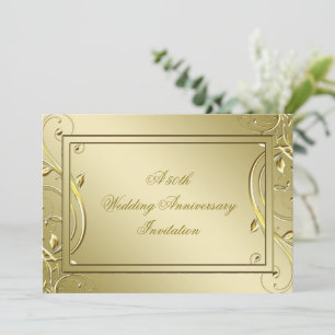 Convites Flourish Gold Aniversário de 50 anos de Casamento