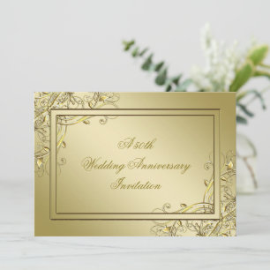 Convites Flourish Gold Aniversário de 50 Anos de Casamento