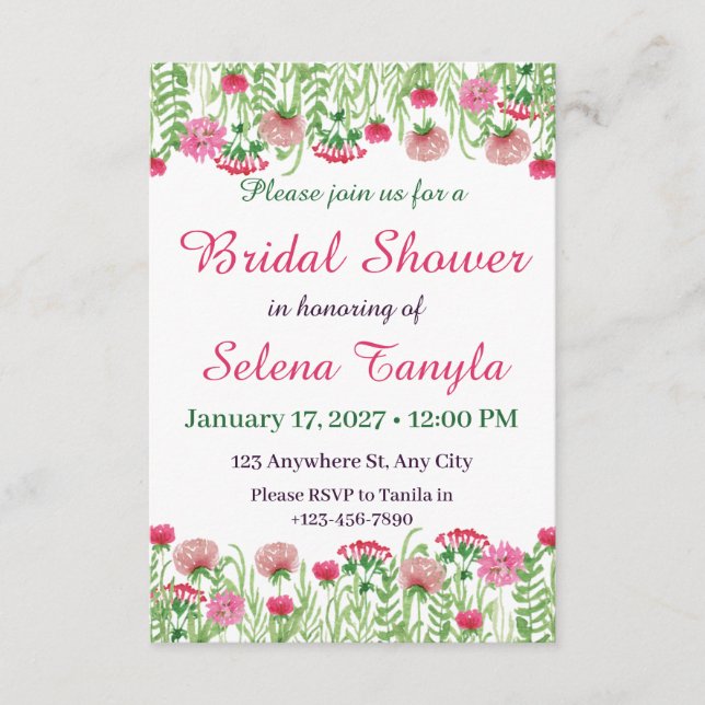 Convites  Flower Bridal Shower Invitation Card (Frente)