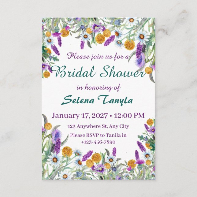 Convites   Flower Bridal Shower Invitation Card (Frente)