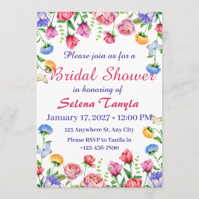 Convites Flower Bridal Shower Invitation Card (Frente)