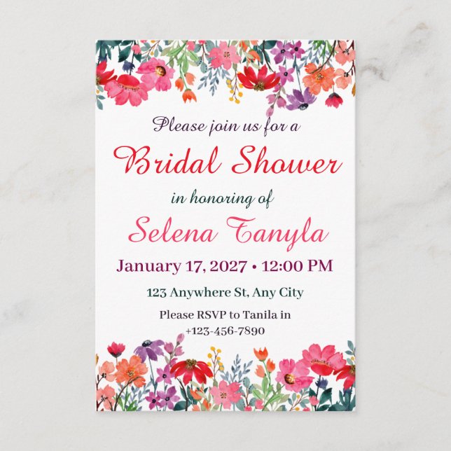 Convites  Flower Bridal Shower Invitation Card (Frente)