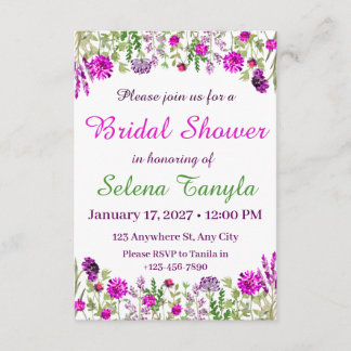 Convites  Flower Bridal Shower Invitation Card
