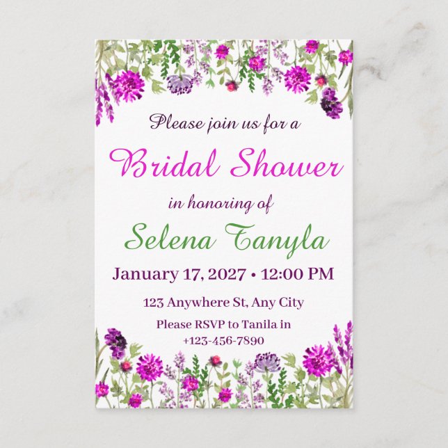 Convites  Flower Bridal Shower Invitation Card (Frente)