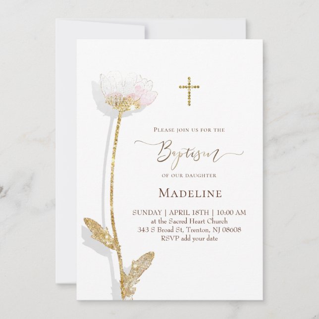 Convites  flower design Baptism (Frente)