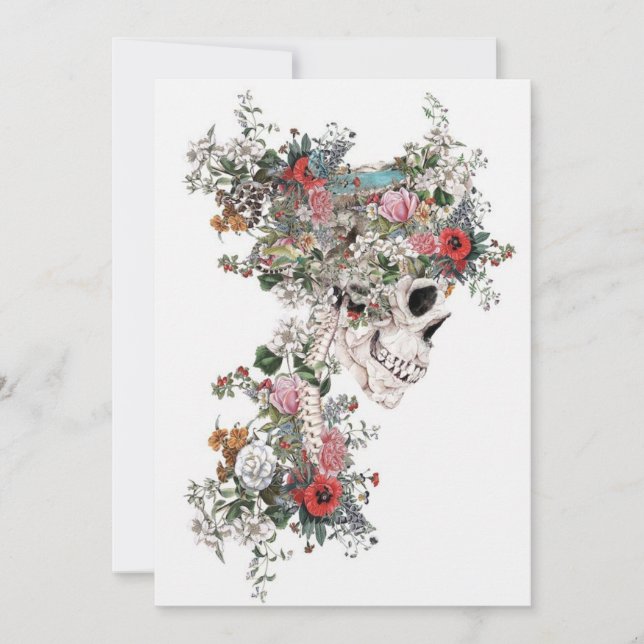 Convites Flower-filled Skeleton (Frente)