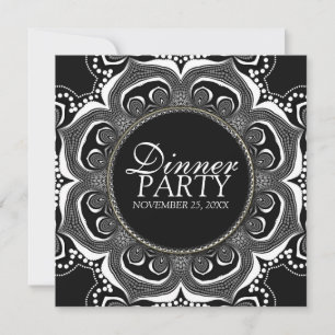 Convites Flower Jantada Tribal Preta e Branca Personalizada