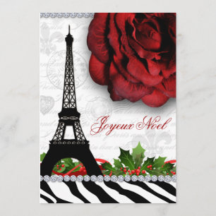 Convites Flower Rosa de Natal Paris Eiffel Torre Zebra