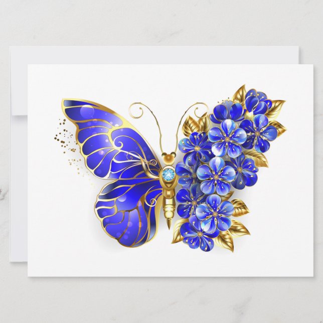Convites Flower Sapphire Butterfly (Frente)