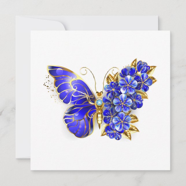 Convites Flower Sapphire Butterfly (Frente)
