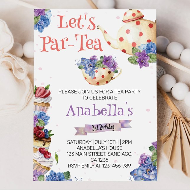 Convites Flower Tea Birthday Party Invitation (Criador carregado)