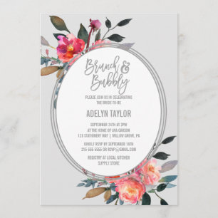 Convites Flower Wreath Brunch e Bubble