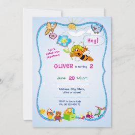 Convites Flowered Theme invitaion. Kids party.