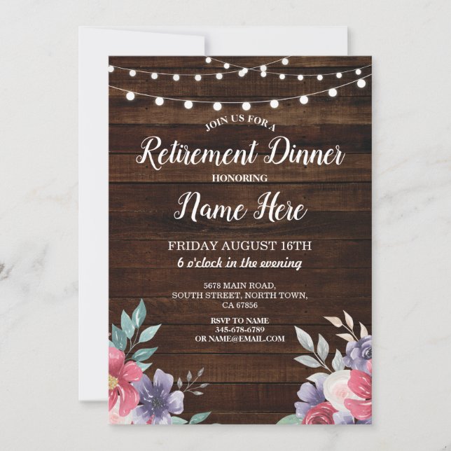 Convites Flowers de Madeira PinkFlowers Reformados da Parte (Frente)