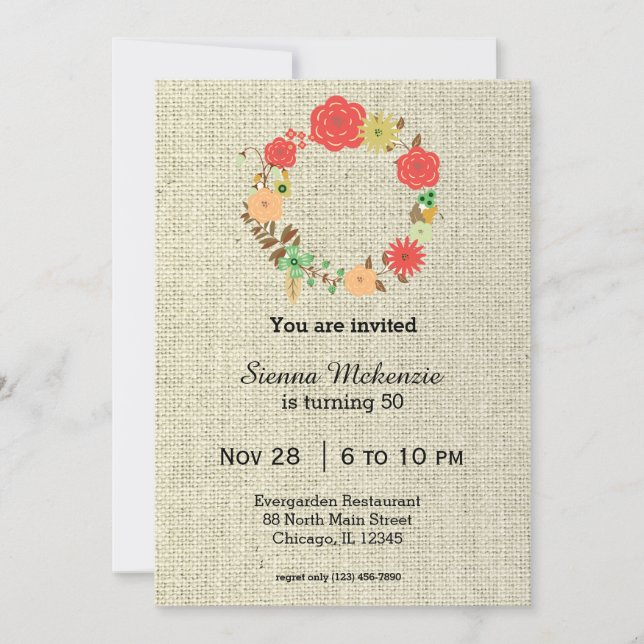 Convites Flowers faz aniversário (Frente)