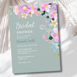 Convites Flowers in pink tones boho summer Bridal Shower