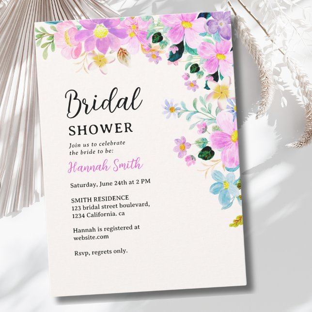 Convites Flowers in pink tones boho summer Bridal Shower (Criador carregado)