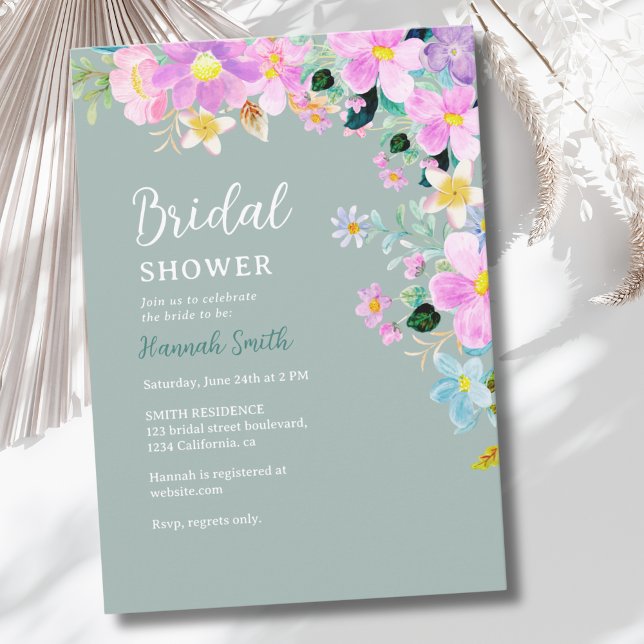 Convites Flowers in pink tones boho summer Bridal Shower (Criador carregado)