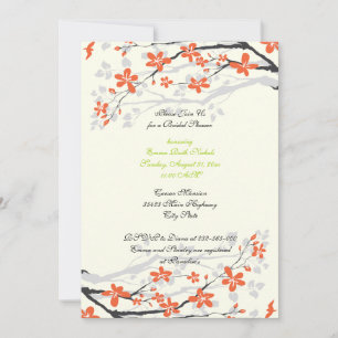 Convites Flowers orange lime green bridal shower invitation