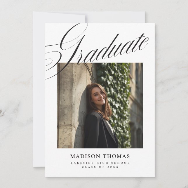 Convites Flowy Typography Graduation Invitation (Frente)
