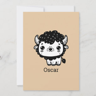 Convites Fluffy Bison Baby - Kawaii Fazenda Arte Animal