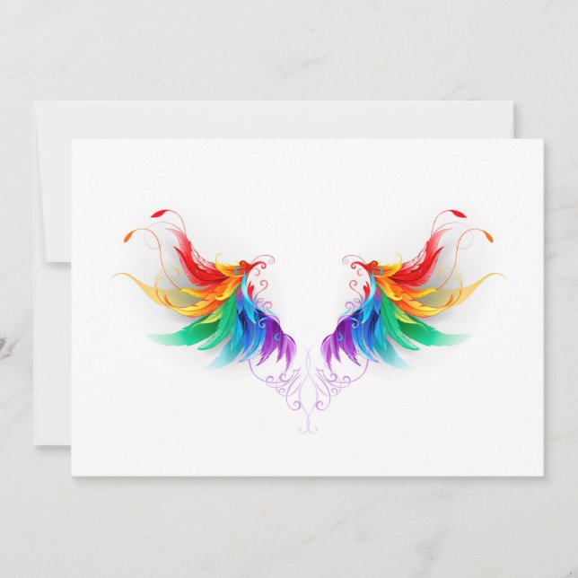 Convites Fluffy Rainbow Wings (Frente)