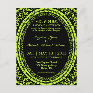 Convites fluorescentes/de néon verdes do casament