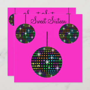 CONVITES FLURO PINK DISCOBALL SWEET SEZE PARTES
