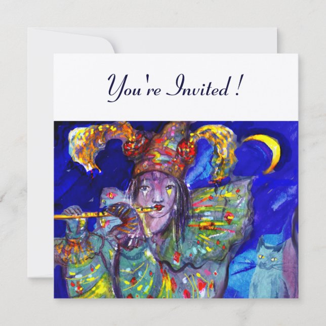 Convites FLUTIST IN BLUE Felfeltring Paper Invitation (Frente)