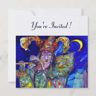 Convites FLUTIST IN BLUE Venetian Carnival