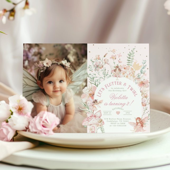 Convites Flutter and Twirl Fairy princess Any Age BIrthday (Criador carregado)