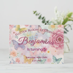 Convites Flutter Bloom Celebre Menina Aniversariante Rosa P