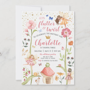 Convites Flutter e Twirl Jardim Encantado de Fadas de Anive