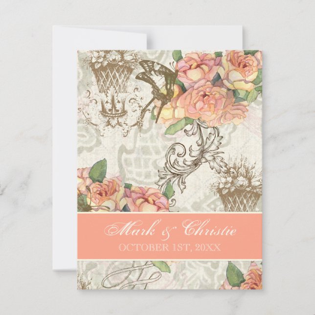 Convites Flutterbyes 'n Rosa Elegante Invitation (Frente)