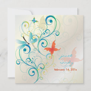 Convites Flutuando por... mosca dragão+borboletas+espiral