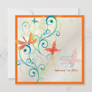 Convites Flutuando por... mosca dragão+borboletas+espiral