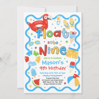 Convites Flutuar no Nono Aniversário de Festa de Piscina de