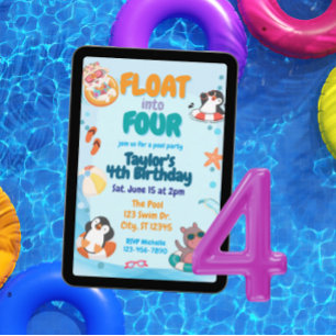 Convites Flutue no Quatro, Animais da Piscina 4º Aniversári