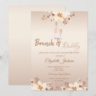Convites Fluxo de Champanhe Bege Brunch & Bubbly Chá de Noi