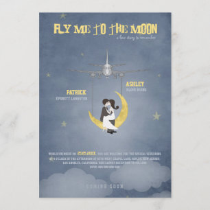 Convites Fly Me to The Moon 2 - Poster de Filme - Casamento